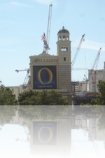 Bellagio Sign Daytime with City Center